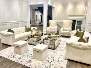 Rolf Cream Tall Tufted Back Chair  - Luxury Living Collection