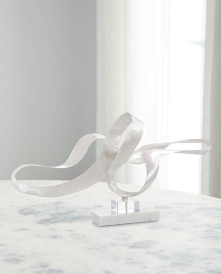 Sade White Pearlized Sculpture - Luxury Living Collection
