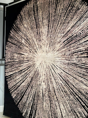 Tillie Noir Burst Wool & Silk Area Rug - Elegance Collection