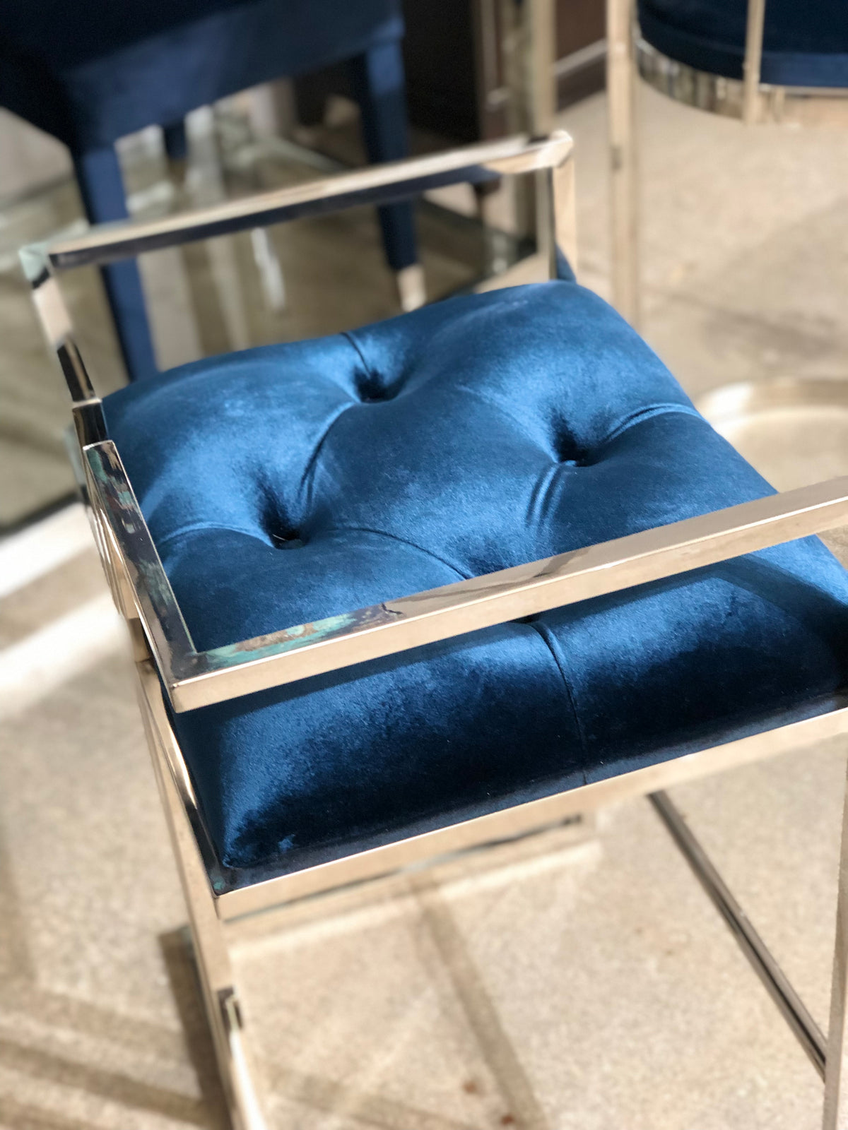 Novus Blue Velvet Counter Chair