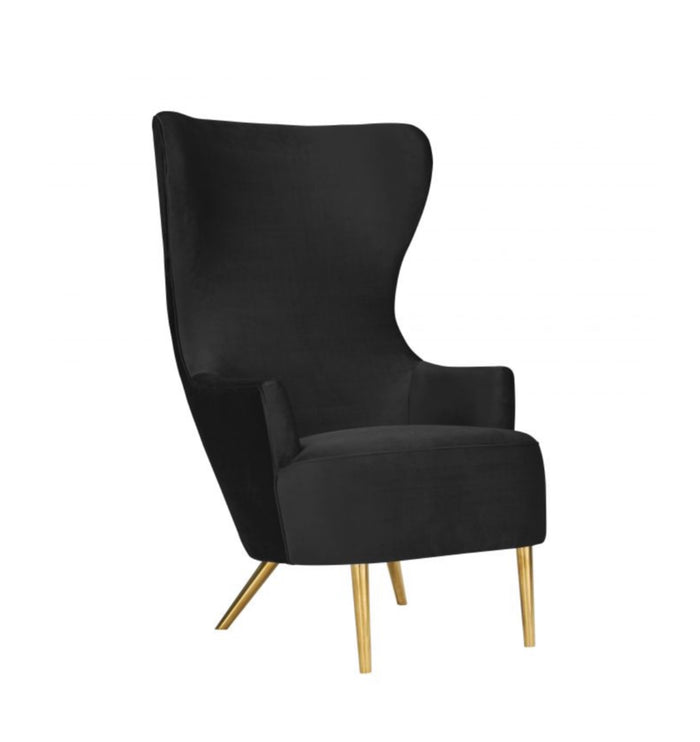 Versailles Black Velvet Wingback Chair - Luxury Living Collection