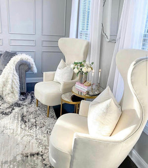 Versailles Cream Velvet Wingback Chair - Luxury Living Collection
