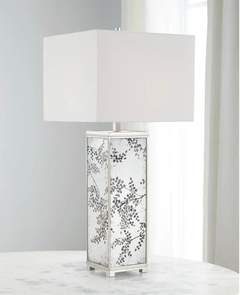 Bevan Hand-Painted Bows of Winter Leaves Table Lamp - Luxury Living Collection