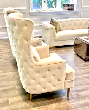 Rolf Cream Tall Tufted Back Chair  - Luxury Living Collection