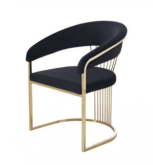 Adelpha Smaller Black Velvet with Polished Gold Dining Chair - Luxury Living Collection