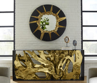 Cast Root Gold Leaf Wood Framed Large Console Table