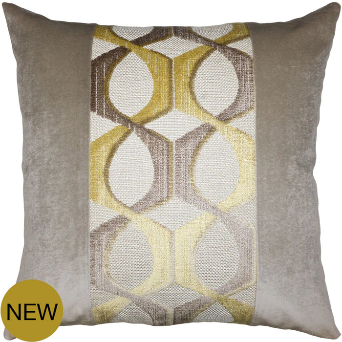 Grey & Gold Patterned I Throw Pillow Cover - Designer Collection