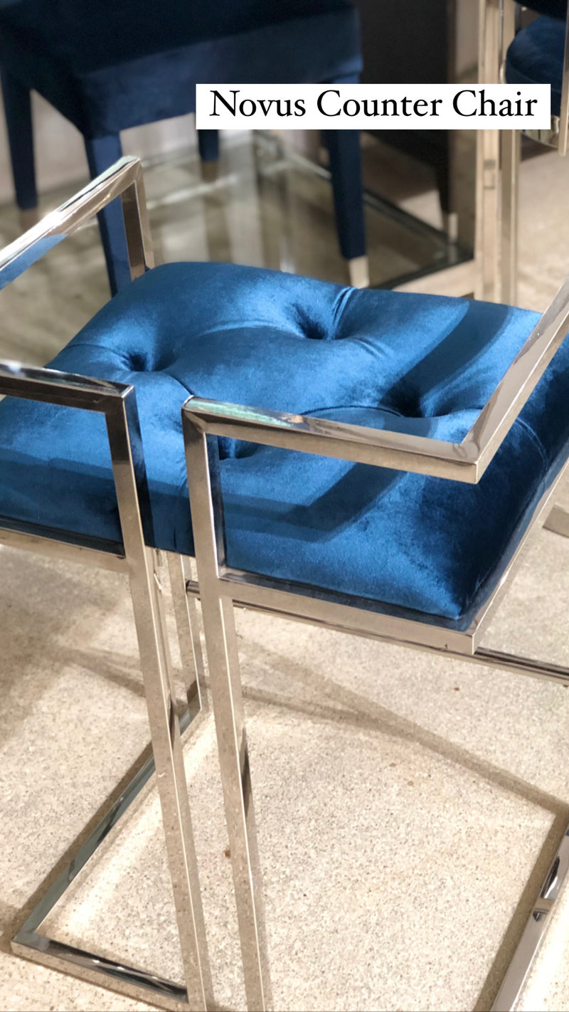 Novus Blue Velvet Counter Chair