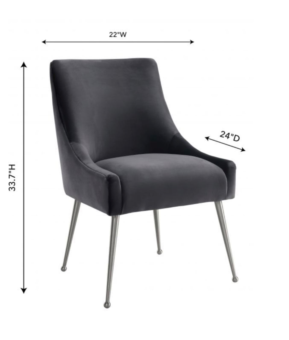 Prado Grey Velvet With Silver Frame Chair - Luxury Living Collection