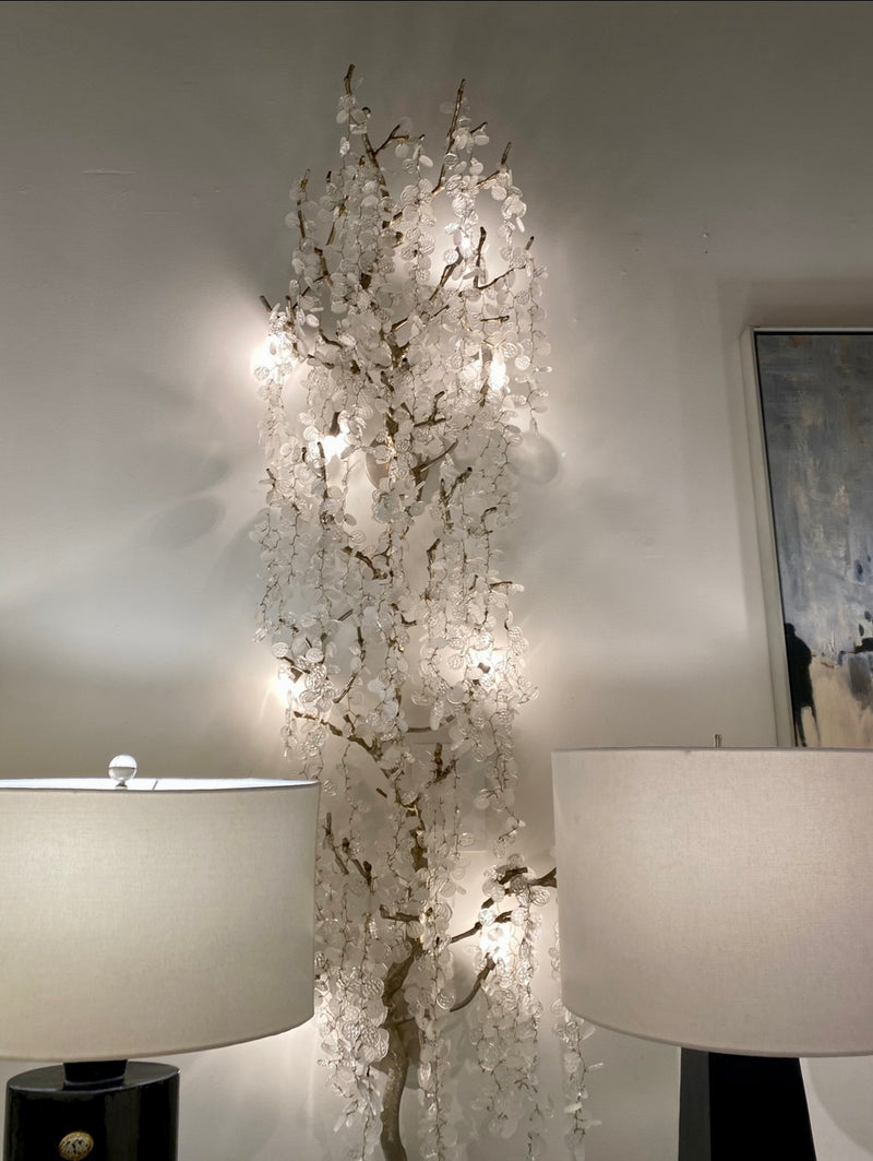 Willow Illuminated Clear Crystal Eight-Light Wall Sculpture - Luxury Living Collection