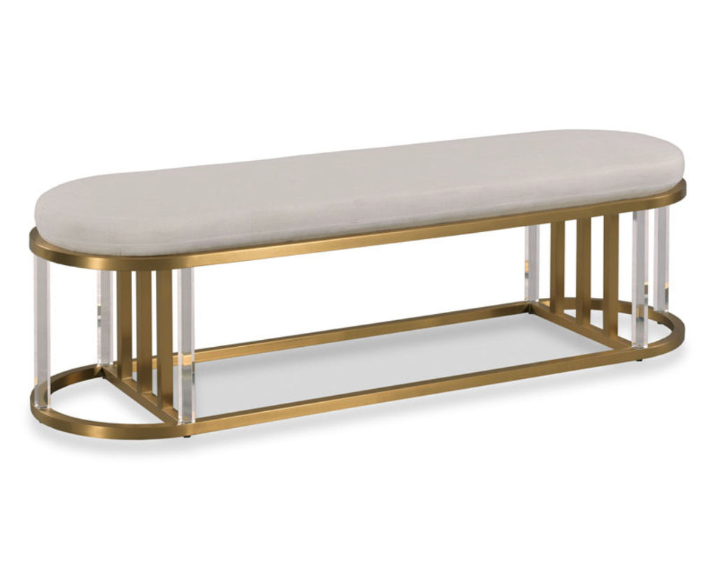 Amulya White & Satin Brass Glam Bench