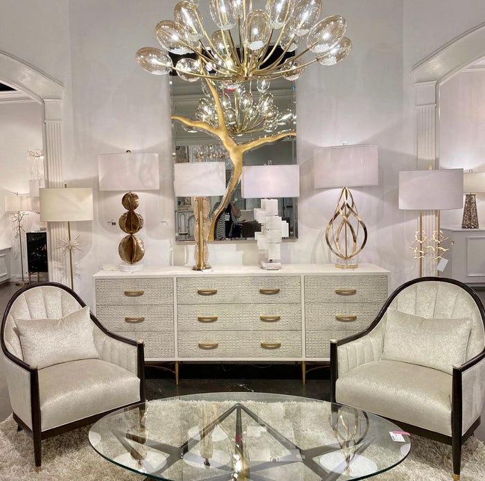 Estonia Mondrian in White Alabaster Table Lamp - Luxury Living Collection