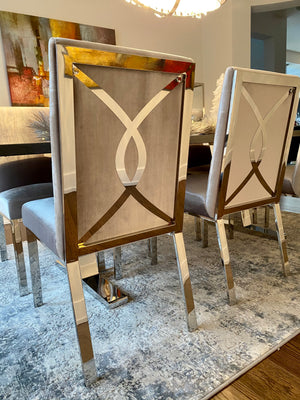 Amabilia Light Grey Velvet Dining Chair