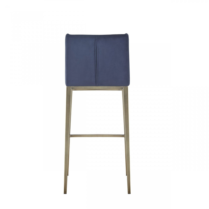 Sita Blue Velvet & Antique Brass Bar Stool (Set of 2)