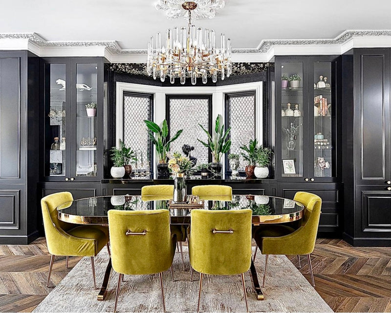 Prado Green Velvet With Gold Frame Chair - Luxury Living Collection