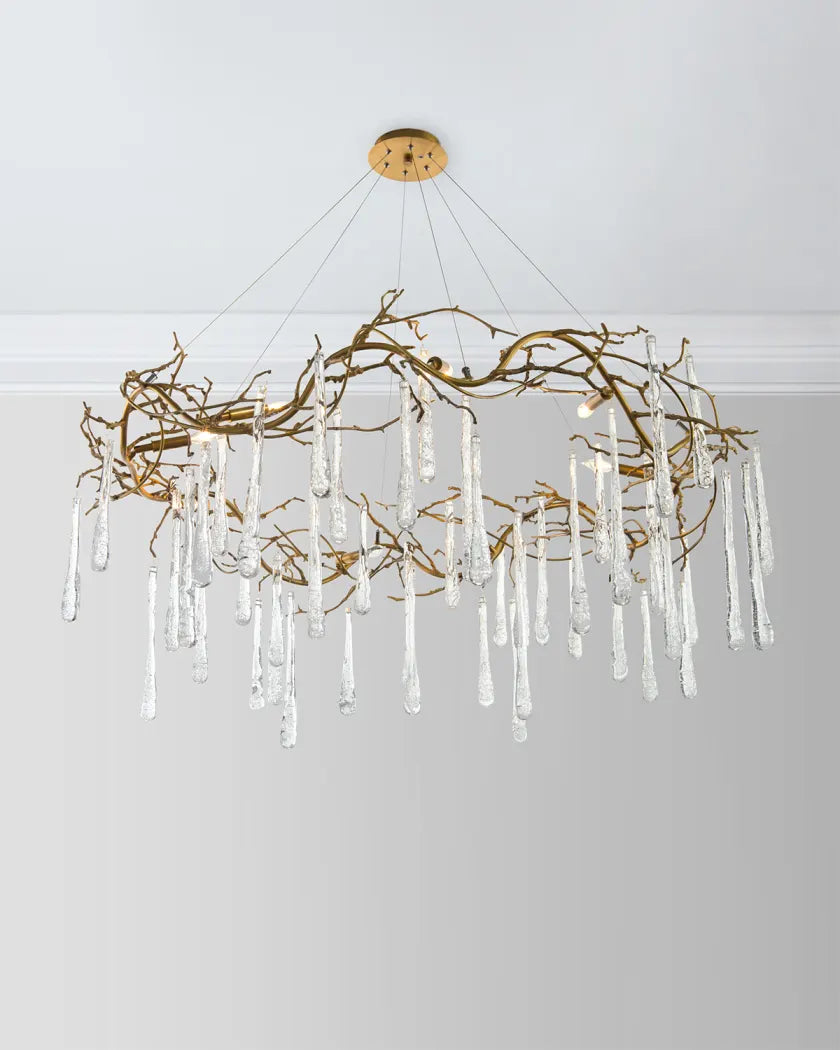 Ashby Brass and Glass Teardrop Eight-Light Chandelier - Luxury Living Collection