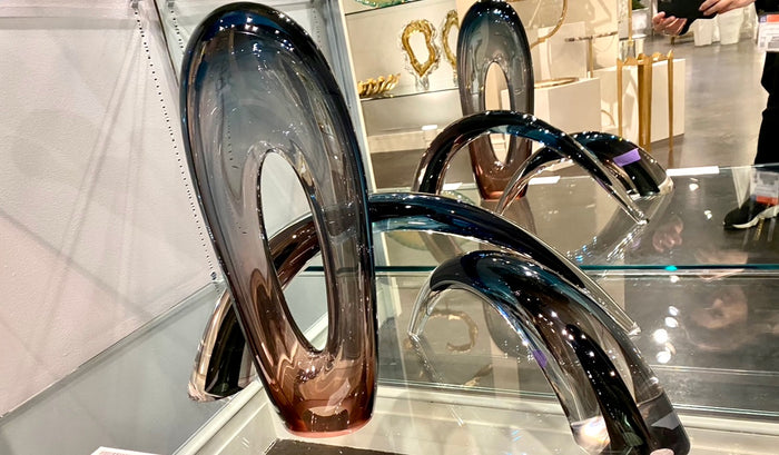 Zera Handblown Grey, Violet, and Dark Blue Sculptures - Luxury Living Collection