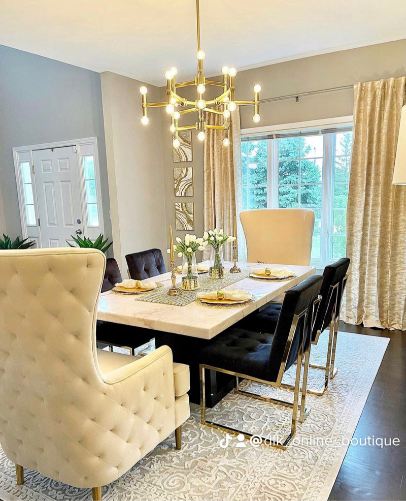 Rolf Cream Tall Tufted Back Chair  - Luxury Living Collection