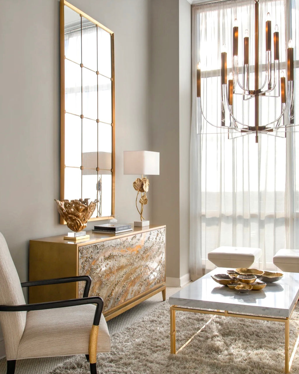 Gold & Acrylic Leaf Sculpture - Luxury Living Collection