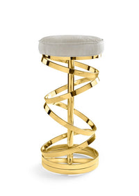 Madelynn Glam Ivory Linen & Gold Counter Stool