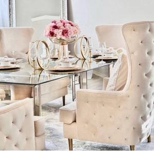 Rolf Cream Tall Tufted Back Chair  - Luxury Living Collection
