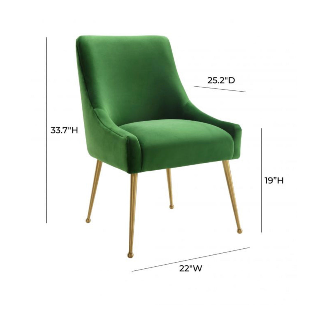 Prado Green Velvet With Gold Frame Chair - Luxury Living Collection