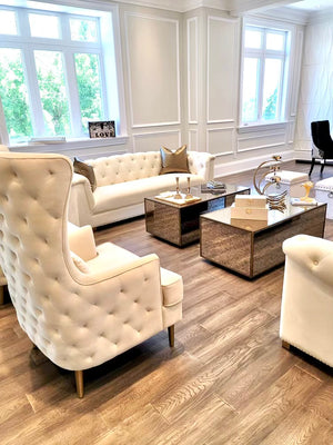 Rolf Cream Tall Tufted Back Chair  - Luxury Living Collection