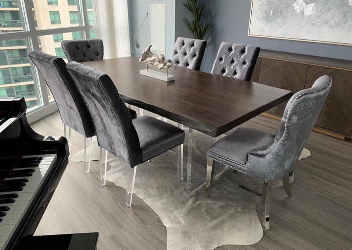 Bellezza Charcoal Grey Velvet Dining Chair