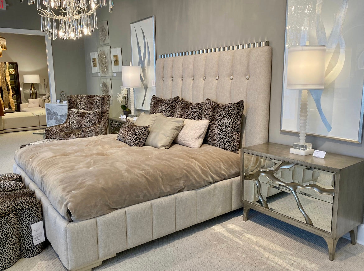 Zenia Silver Finish King Bed - Luxury Living Collection