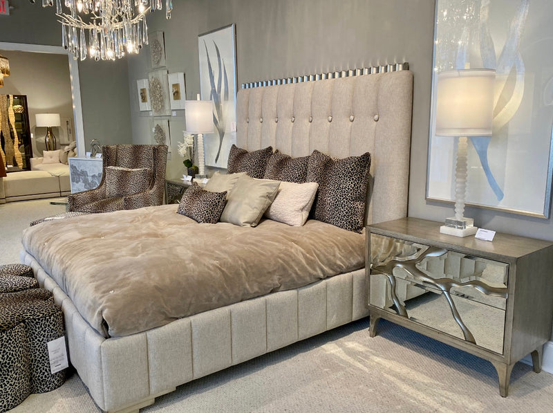 Zenia Silver Finish King Bed - Luxury Living Collection