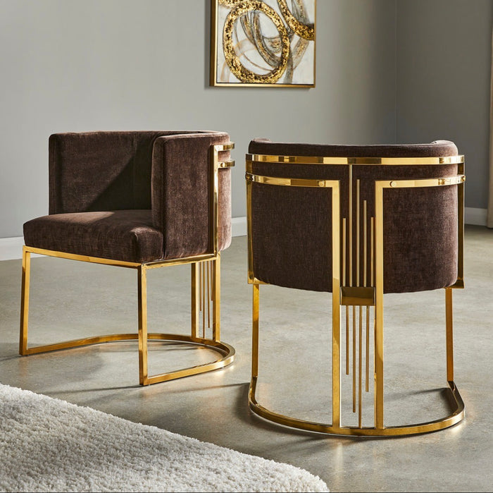 Adelina Java Chocolate and Polished Gold Chair