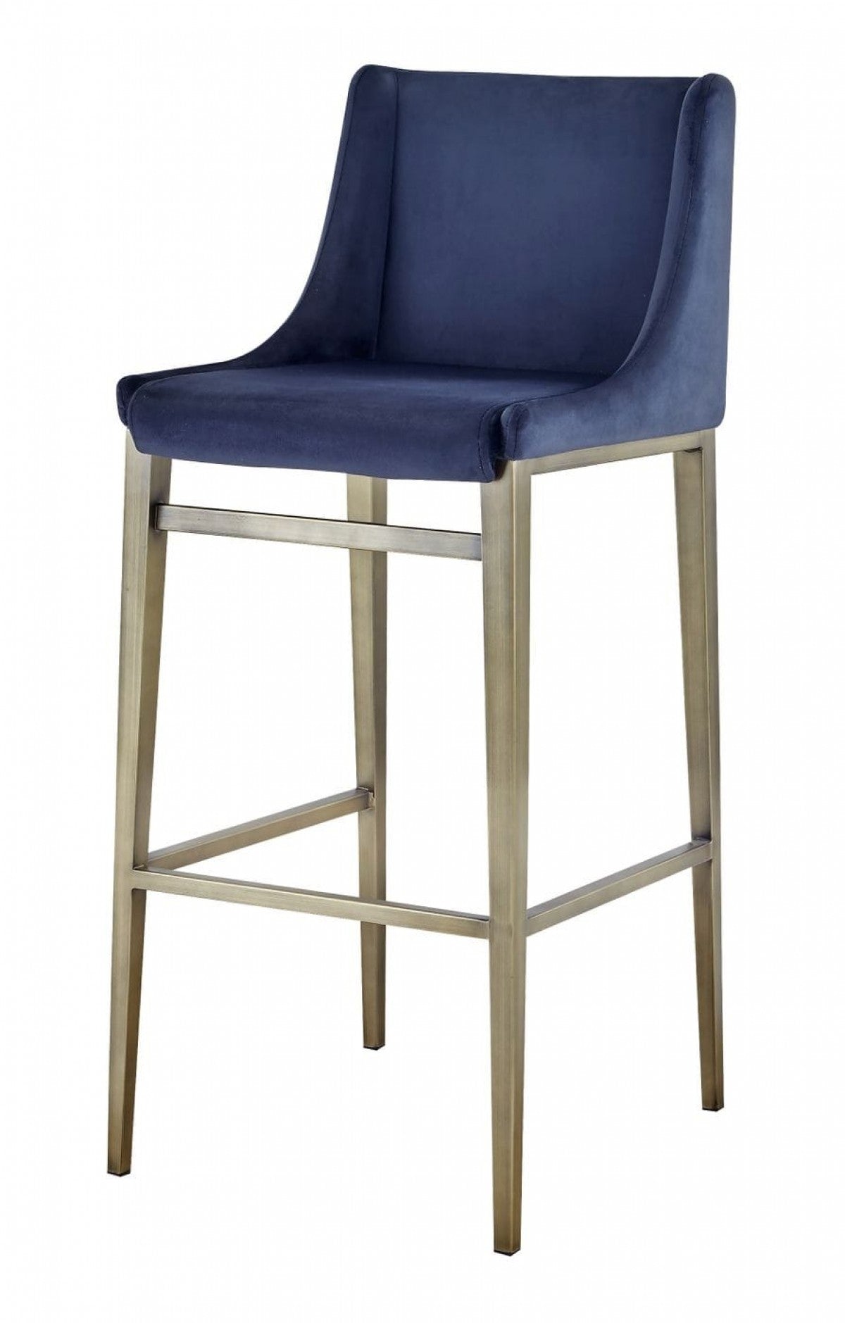 Sita Blue Velvet & Antique Brass Bar Stool (Set of 2)