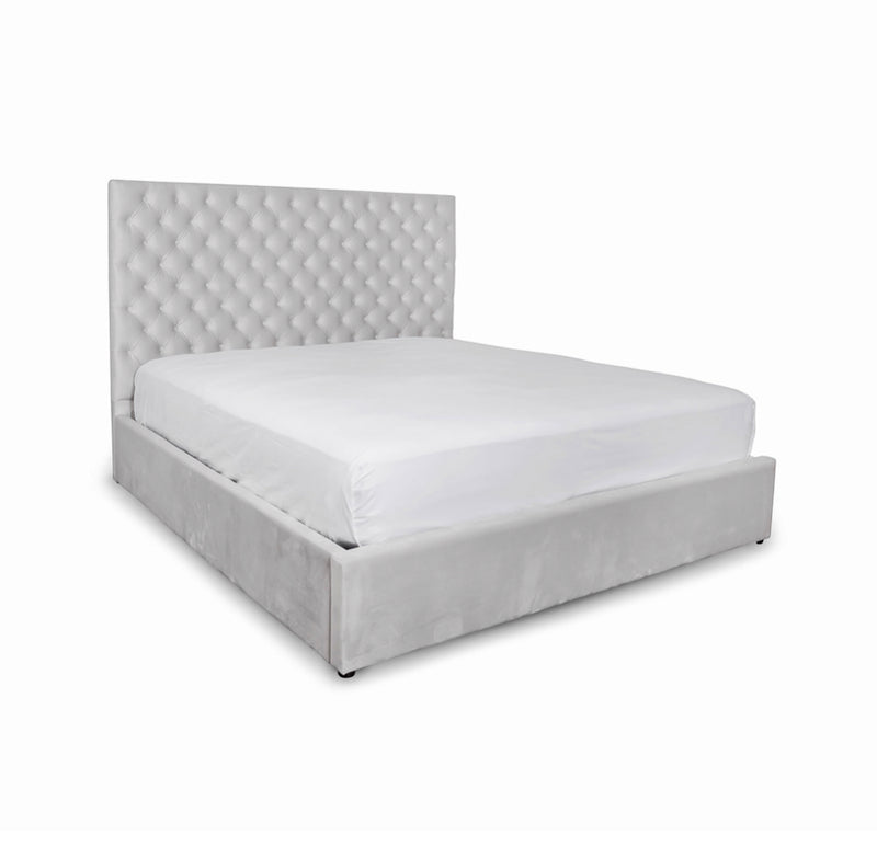 Monroe Light Grey Velvet Storage Bed
