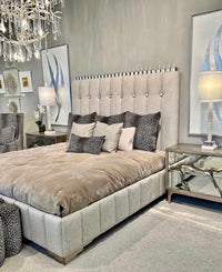 Zenia Silver Finish King Bed - Luxury Living Collection