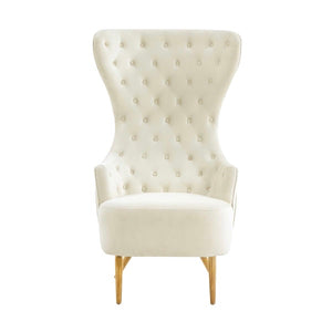 Banu Cream Velvet Wingback Chair - Luxury Living Collection