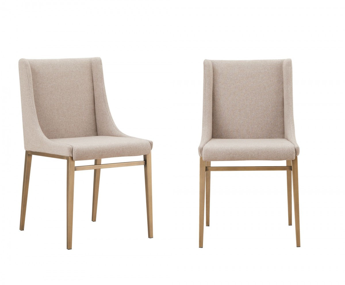 Sita Beige & Brass Dining Chair (Set of 2)