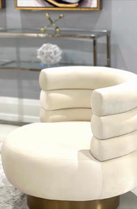 Carina Cream Velvet Swivel Dining Chair - Luxury Living Collection