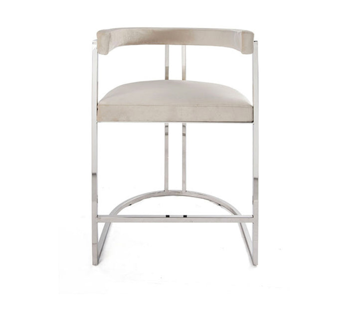 Julia Silver Frame Ivory Counter Stool