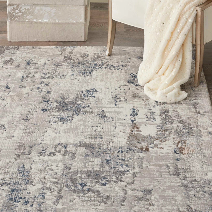 Niles White/Blue Area Rug - Elegance Collection