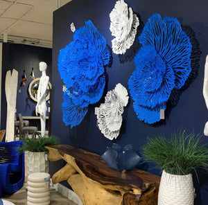 Blue Wall Flower Art