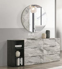 Hills Modern Grey Wash & Faux Marble Dresser