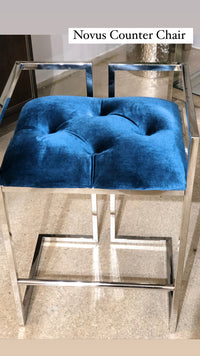 Novus Blue Velvet Counter Chair