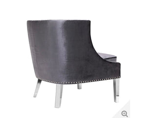 Regal Charcoal Velvet Steel Chair