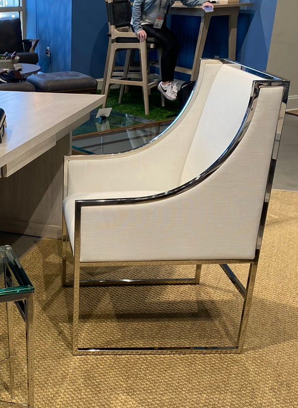 Benz White With Polished Nickel Chair