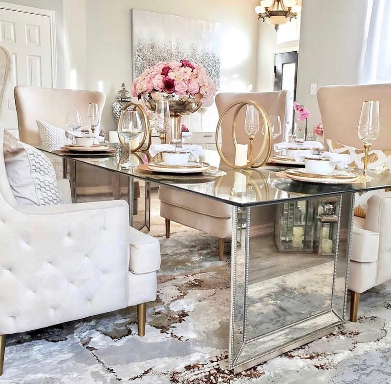 Rolf Cream Tall Tufted Back Chair  - Luxury Living Collection