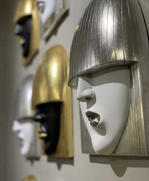 Silver Leaf Pouting Face Wall Sculpture