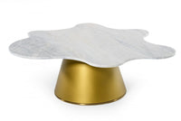Garbo Glam White Marble and Gold Coffee Table