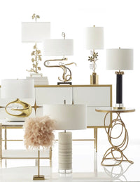 Zaire Stones, Gold, and Black Glass Table Lamp - Luxury Living Collection