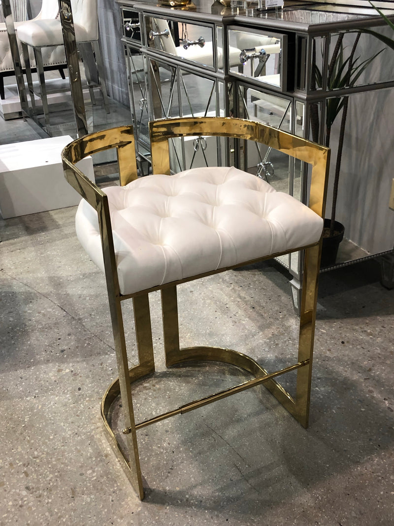 Kristina White Leatherette with Gold Counter Chair