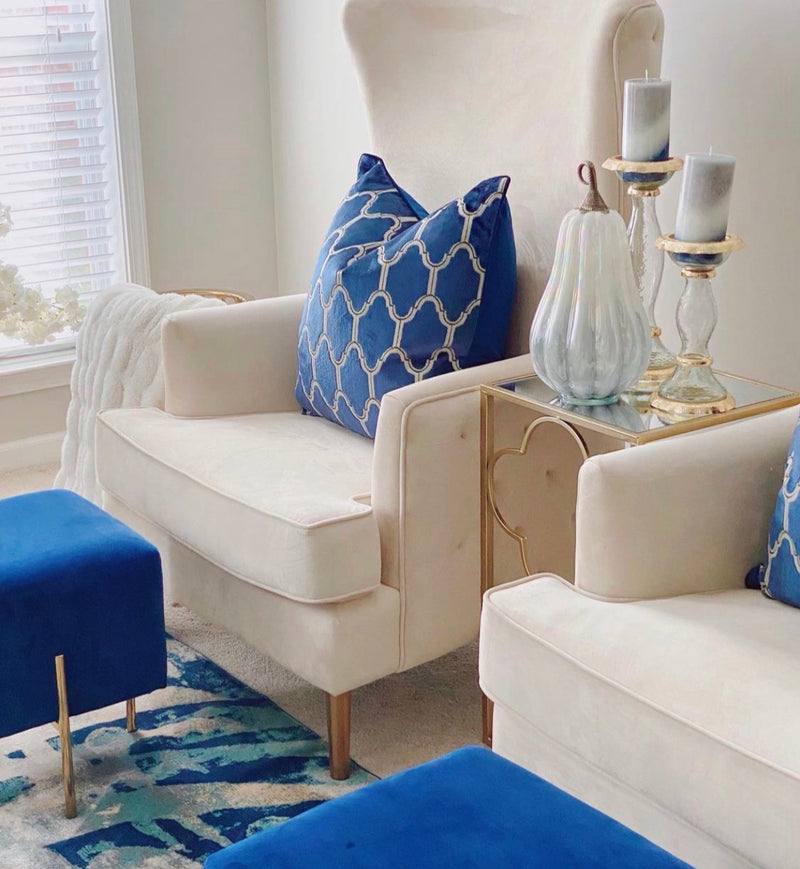 Rolf Cream Tall Tufted Back Chair  - Luxury Living Collection